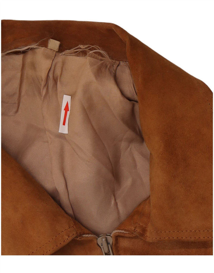 Vintage Ανδρικό Suede Bomber Jacket UK 38 Medium Brown