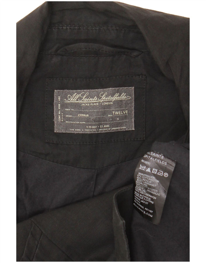 All Saints Γυναικείο Μπουφάν Blazer Crop 3 Κουμπιών UK 12 μεσαίο μαύρο βαμβακερό