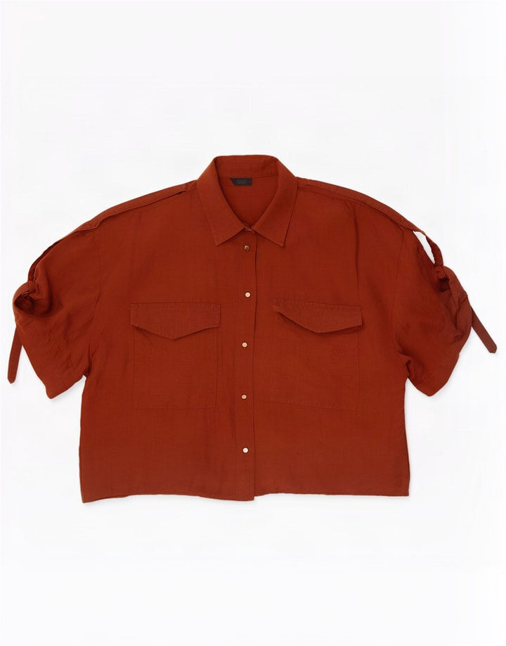 Zara Γυναικείο κοντομάνικο πουκάμισο Oversized UK 14 Medium Brown Lyocell