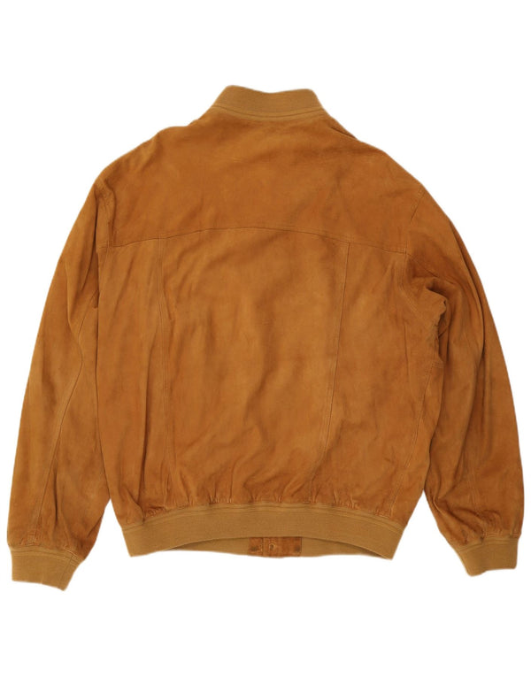 Vintage Ανδρικό Suede Bomber Jacket IT 56 3XL Καφέ Δερμάτινο