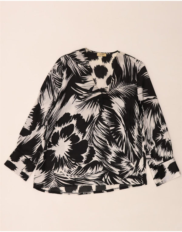 Liu Jo Womens Long Sleeve Blouse Top UK 14 Medium Black Floral