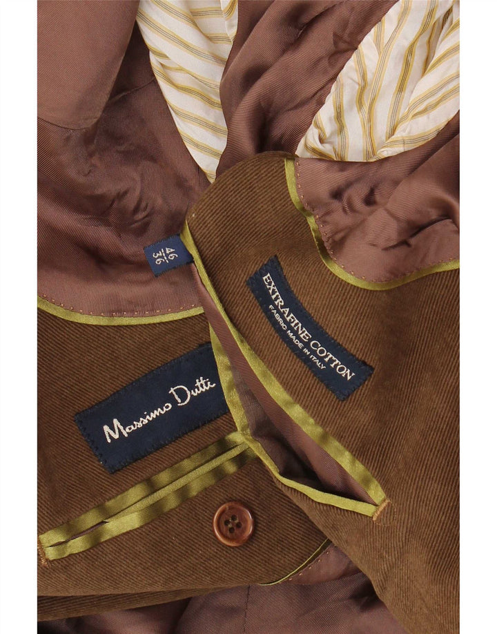 Massimo Dutti Ανδρικό σακάκι μπλέιζερ με 3 κουμπιά EU 46 Μικρό καφέ βαμβακερό