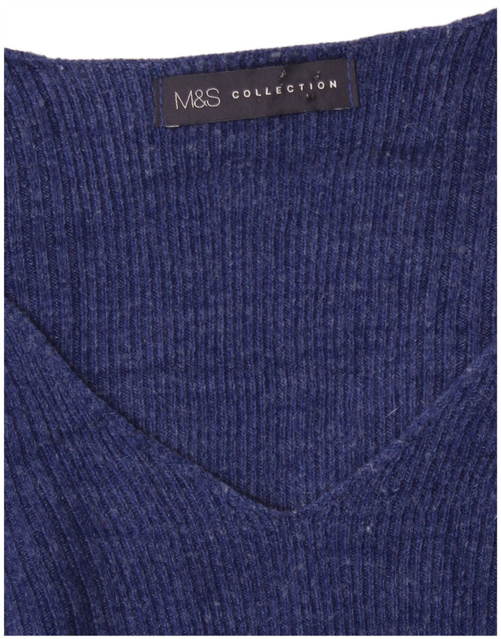 Marks & Spencer Γυναικείο πουλόβερ με λαιμόκοψη με V λαιμόκοψη UK 14 μεσαίου μήκους μπλε
