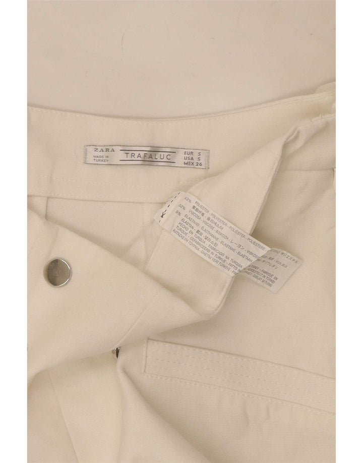 Zara Γυναικείο ψηλόμεσο καυτό παντελόνι Trafaluc Small W26 White Polyester