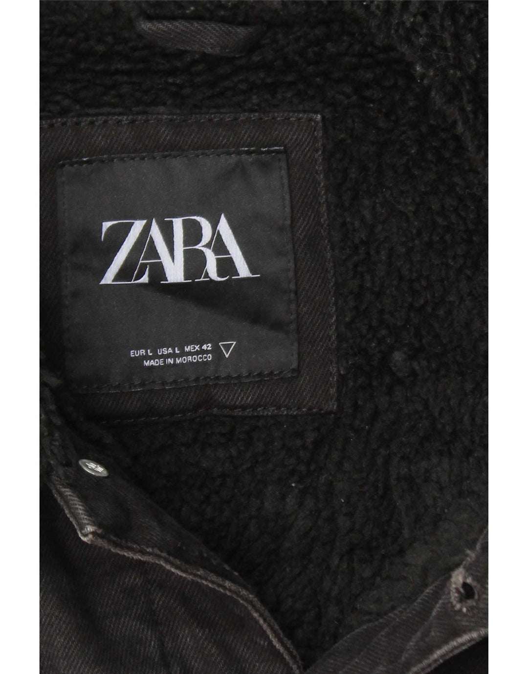 Zara Ανδρικό τζιν Sherpa Jacket UK 40 Large Black Polyester