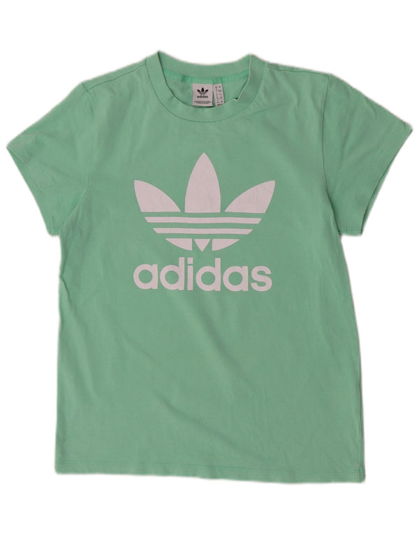 Adidas Womens Graphic T-Shirt Top UK 8 Small Green Cotton