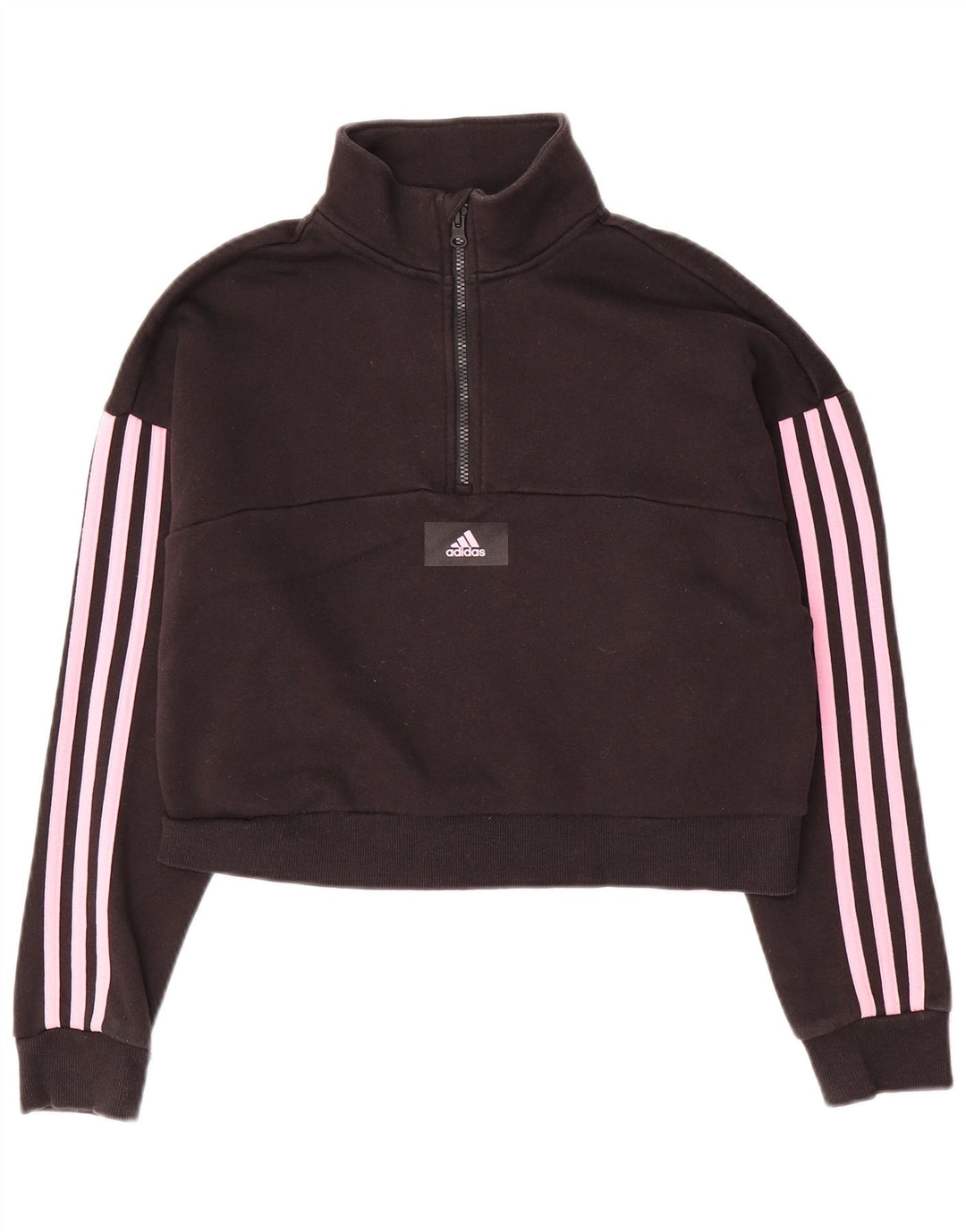 ADIDAS Girls Loose Fit Crop Φούτερ 12-13 ετών Μαύρο βαμβακερό
