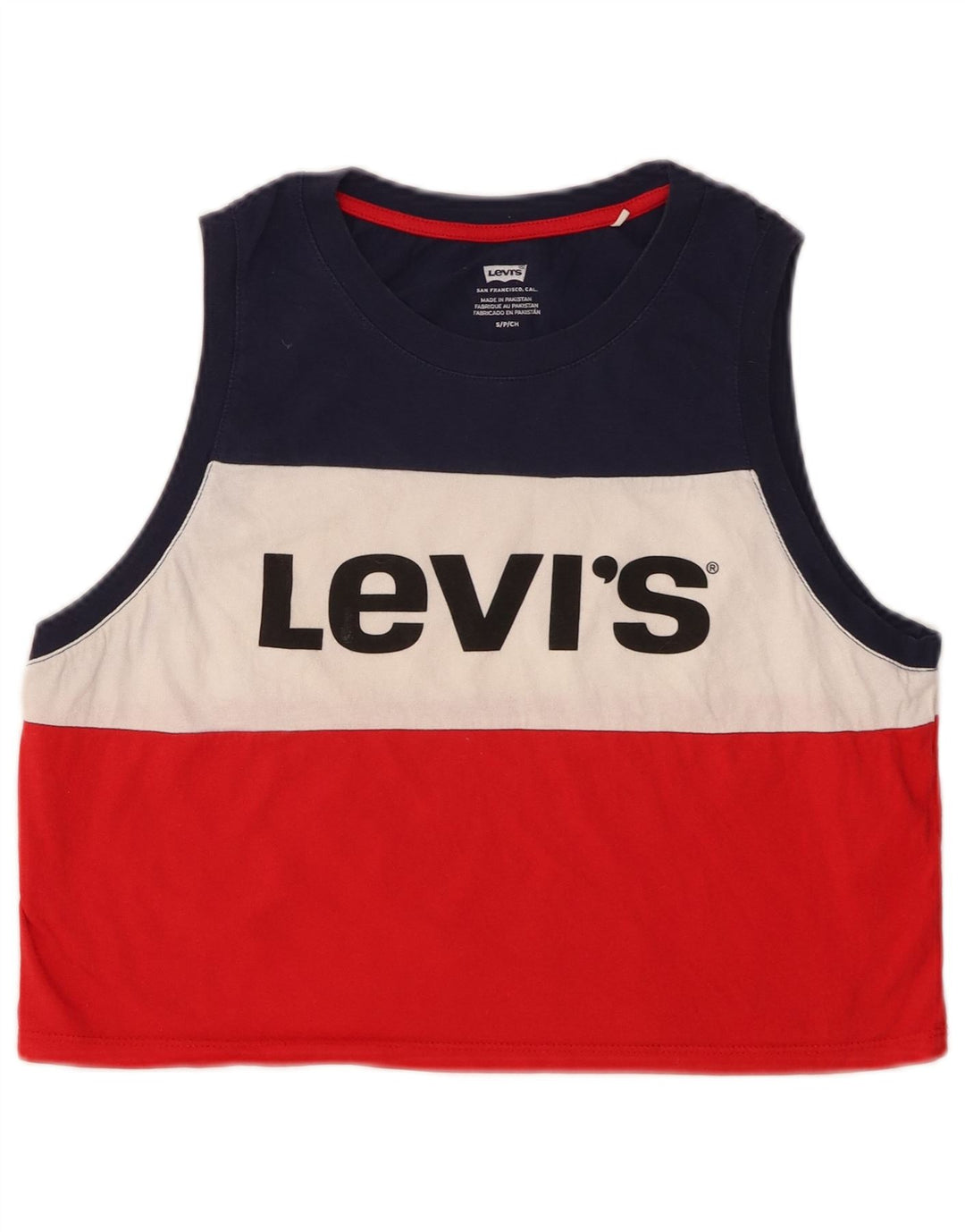 Γυναικείο γραφικό γιλέκο LEVI'S τοπ 10 μικρών πολύχρωμων ριγέ UK
