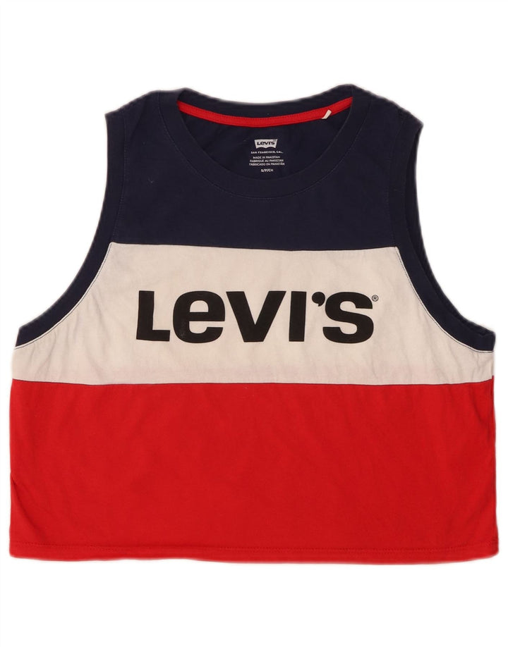 Γυναικείο γραφικό γιλέκο LEVI'S τοπ 10 μικρών πολύχρωμων ριγέ UK