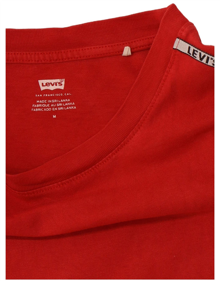 Γυναικείο T-Shirt LEVI'S Top UK 12 Medium Red Colourblock
