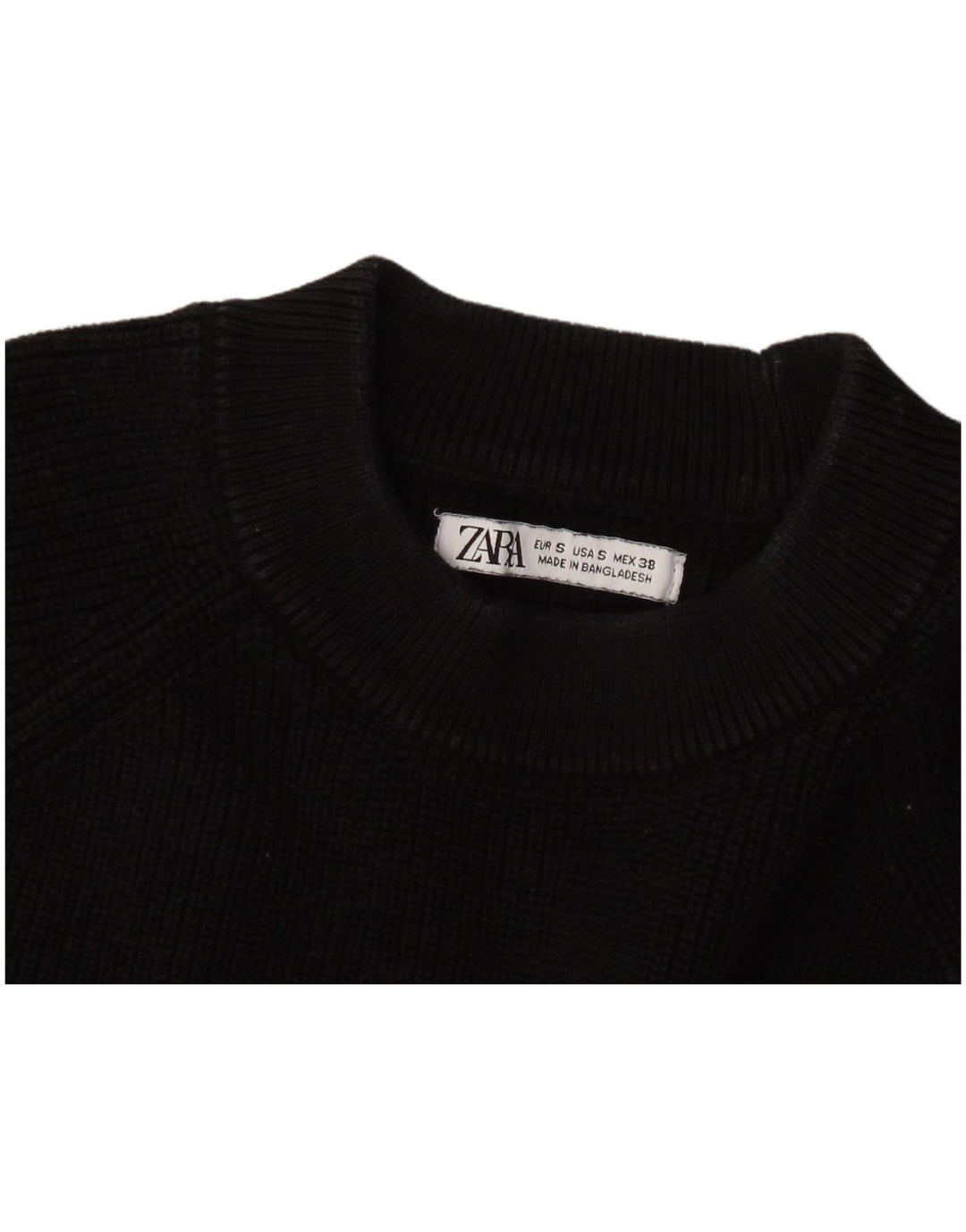 Ανδρικό πουλόβερ Zara Crew Neck Jumper Μικρό Μαύρο