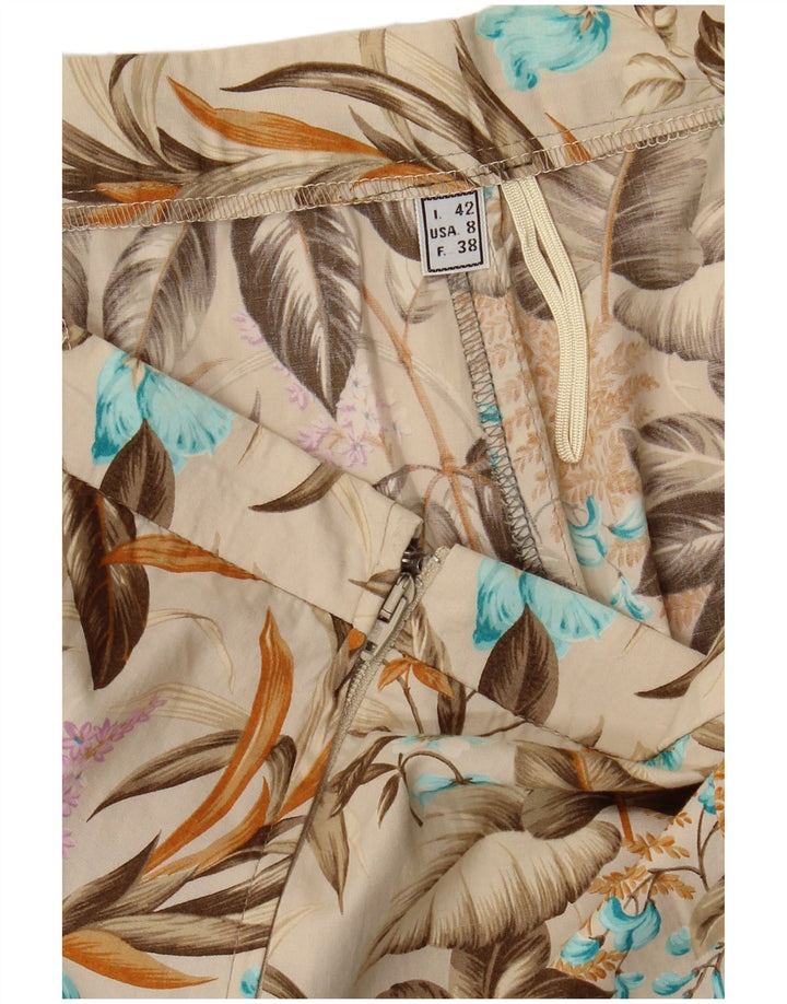 VINTAGE Γυναικεία Flared Φούστα IT 42 Medium W28 Beige Floral