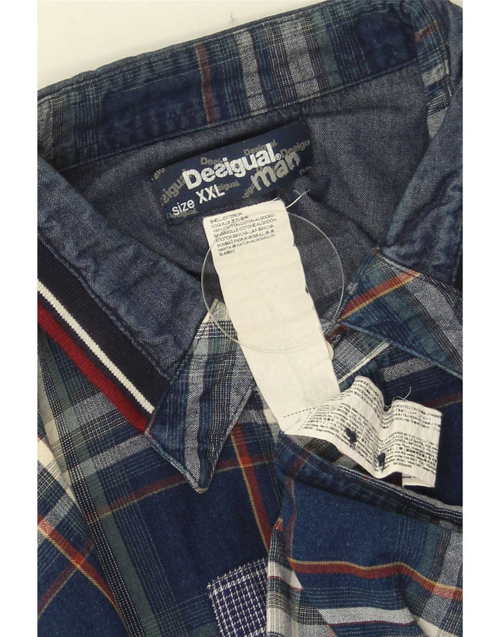 Ανδρικό πουκάμισο Desigual 2XL Navy Blue Check Cotton