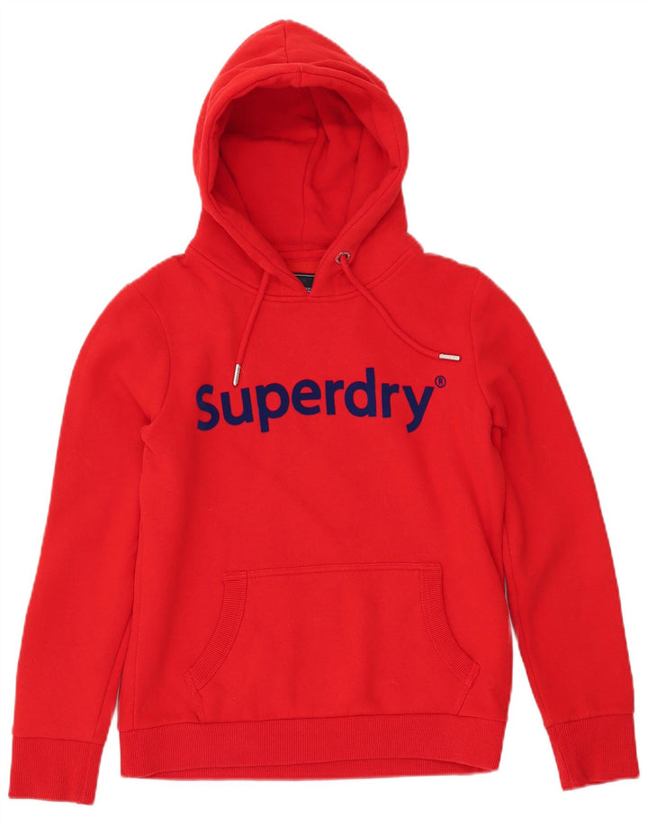 Γυναικείο γραφικό κουκούλα SUPERDRY UK 12 μεσαίο κόκκινο βαμβακερό