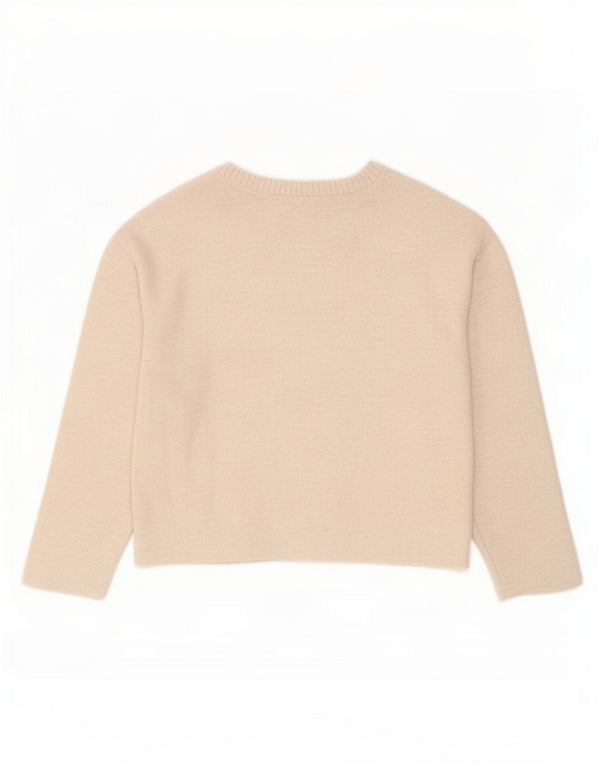 Zara Γυναικεία Crop Oversized τοπ μακρυμάνικο UK 10 Small Beige Polyester