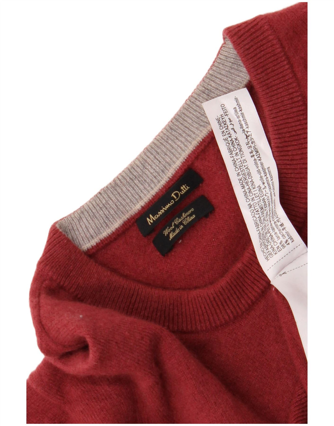Ανδρικό πουλόβερ Massimo Dutti Crew Neck Jumper XL Red Wool
