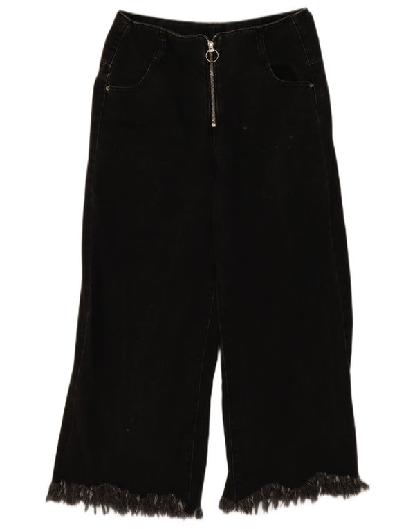 ZARA Womens Trafaluc Crop Wide Leg Jeans EU 36 XS W30 L23 Black Cotton