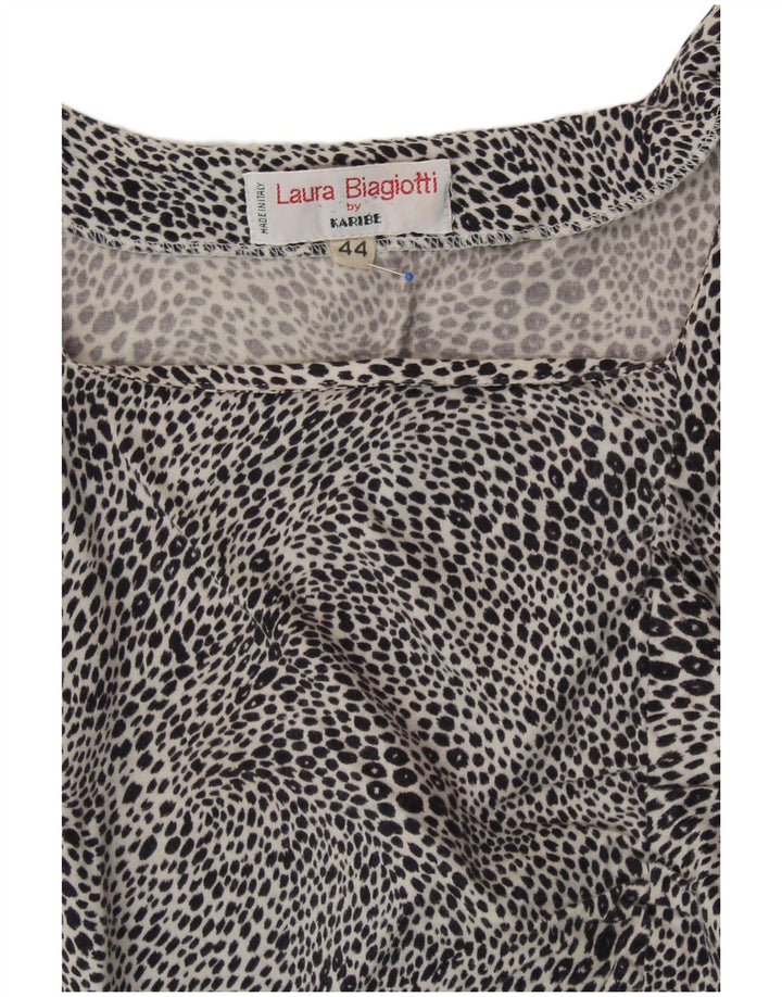 LAURA BIAGIOTTI Γυναικεία Crop Μπλούζα Top IT 44 Medium Black Animal Print
