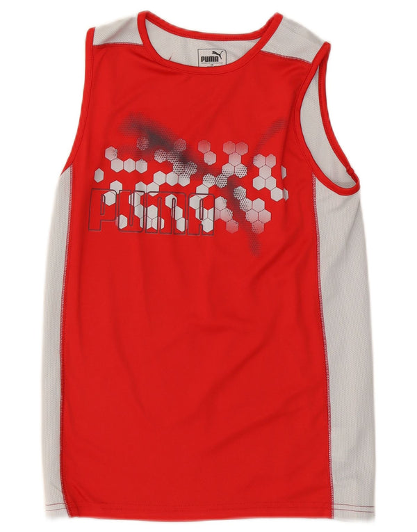 Puma Boys Graphic Vest Top 10-11 Years Medium Red Colorblock Polyester
