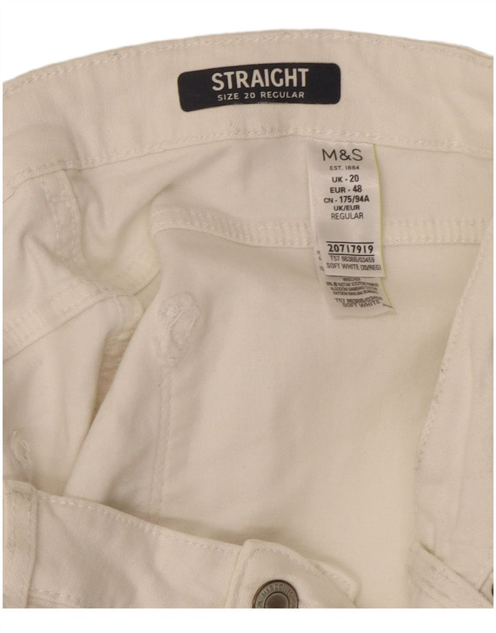 Marks & Spencer Γυναικεία κανονικά ίσια τζιν UK 20 2XL W40 L29 Λευκό