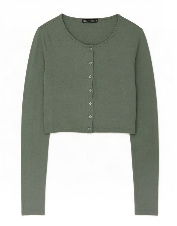 Ζακέτα Zara Crop UK 12 Medium Green