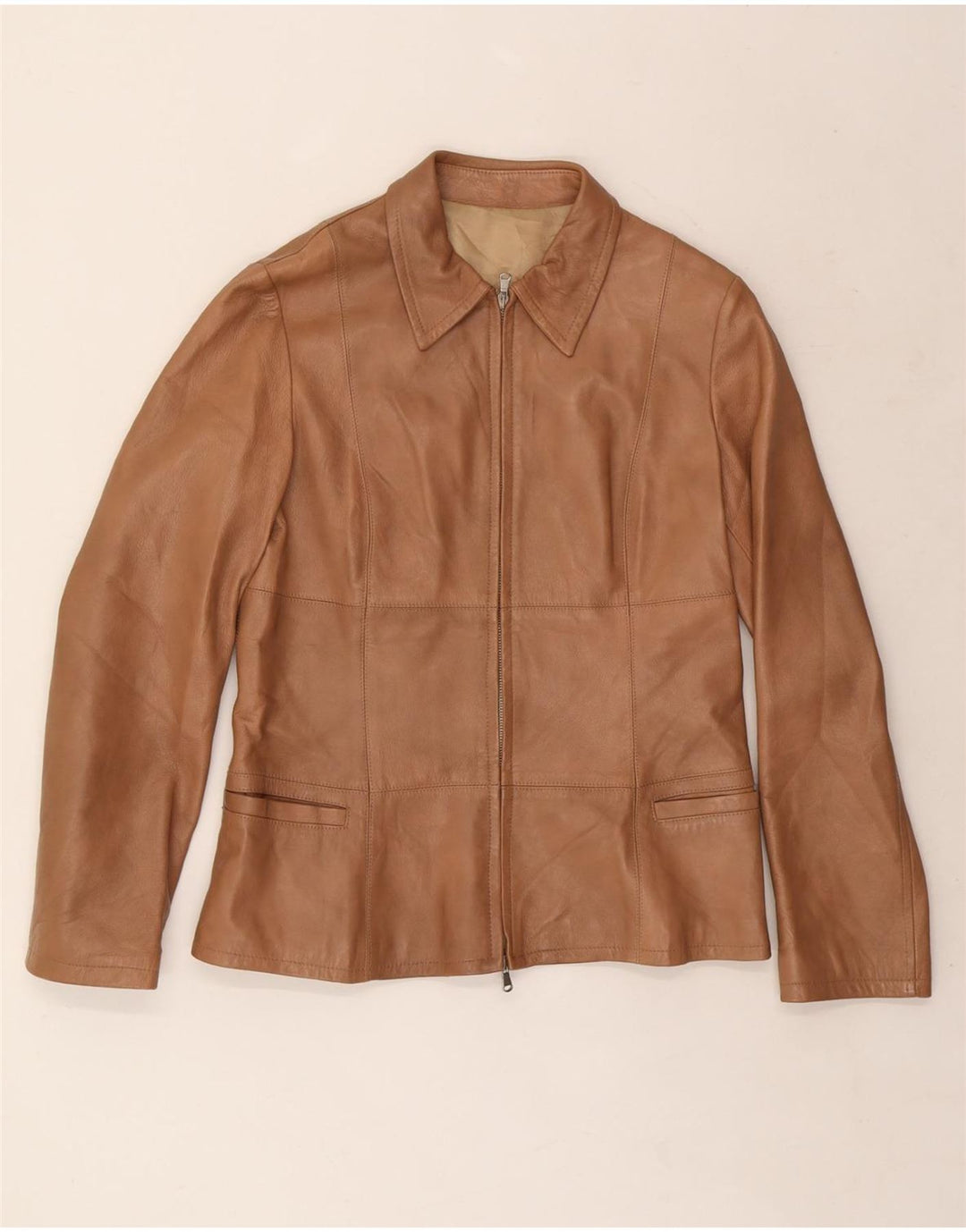VINTAGE Γυναικείο Δερμάτινο Μπουφάν IT 48 XL Καφέ Δερμάτινο