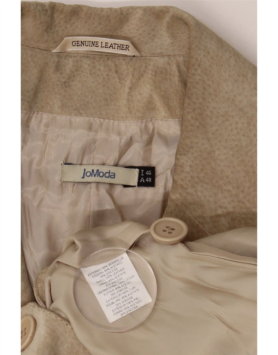 VINTAGE Womens Suede Overcoat IT 46 Large Beige Leather Vintage Vintage and Second-Hand Vintage from Messina Hembry 