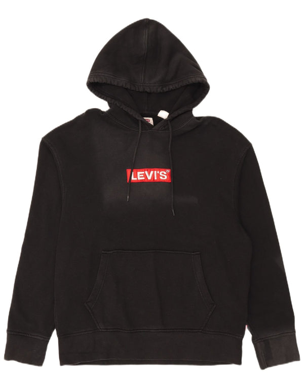 Levi's Mens Graphic Relaxed Fit Jumper με κουκούλα, μεσαίο μαύρο βαμβακερό