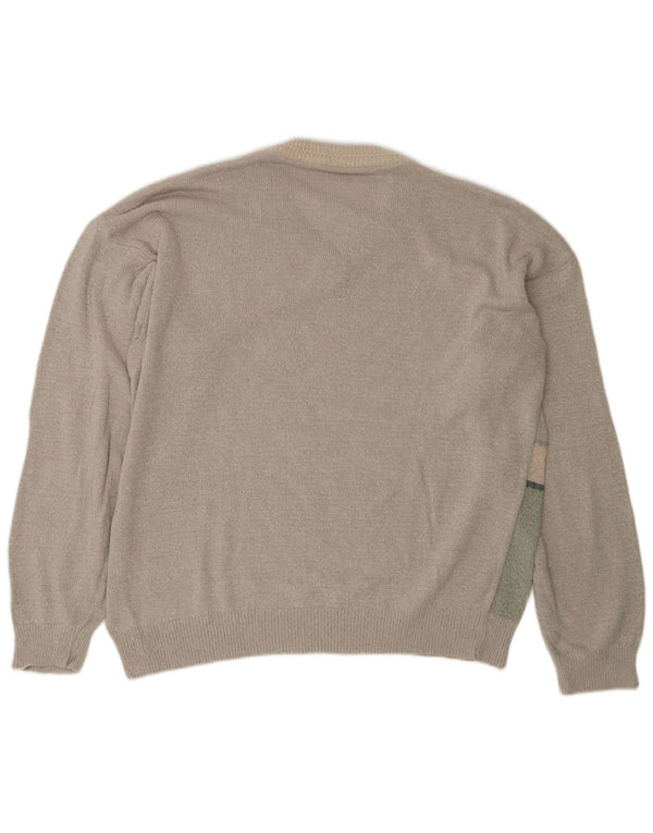 Vintage ανδρικό πουλόβερ με λαιμόκοψη IT 58 2XL πράσινο γεωμετρικό
