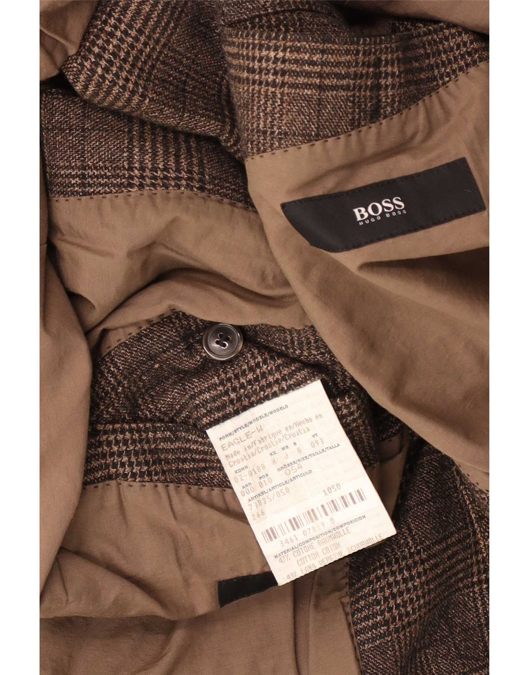Hugo Boss Ανδρικό σακάκι μπλέιζερ με 2 κουμπιά EU 52 2XL Καφέ βαμβακερό