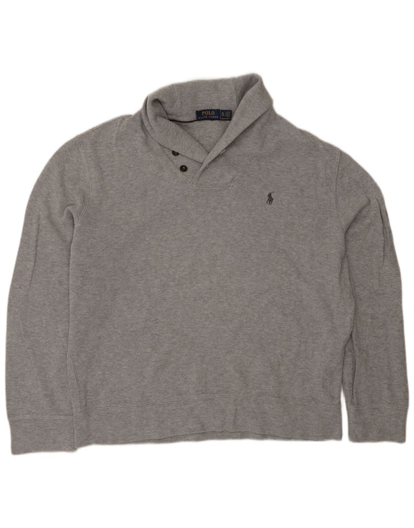 Polo Ralph Lauren Mens Shawl Neck Jumper Sweater XL Grey Cotton