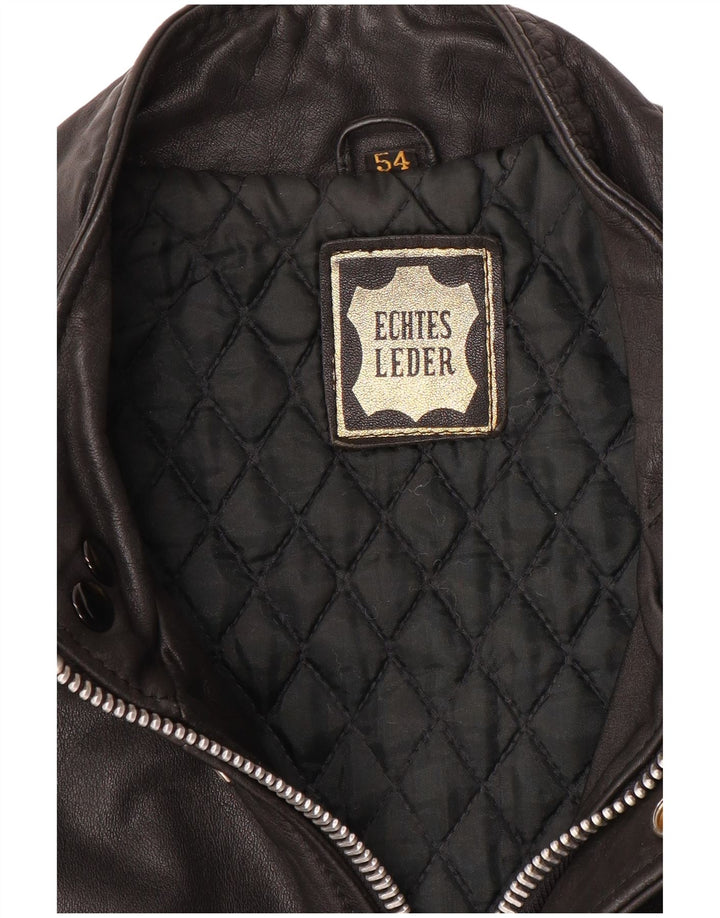 Ανδρικό δερμάτινο τζάκετ VINTAGE Military IT 54 2XL Μαύρο Δερμάτινο