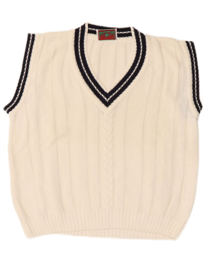 Vintage γυναικείο γιλέκο Tank Top UK 14 Medium White