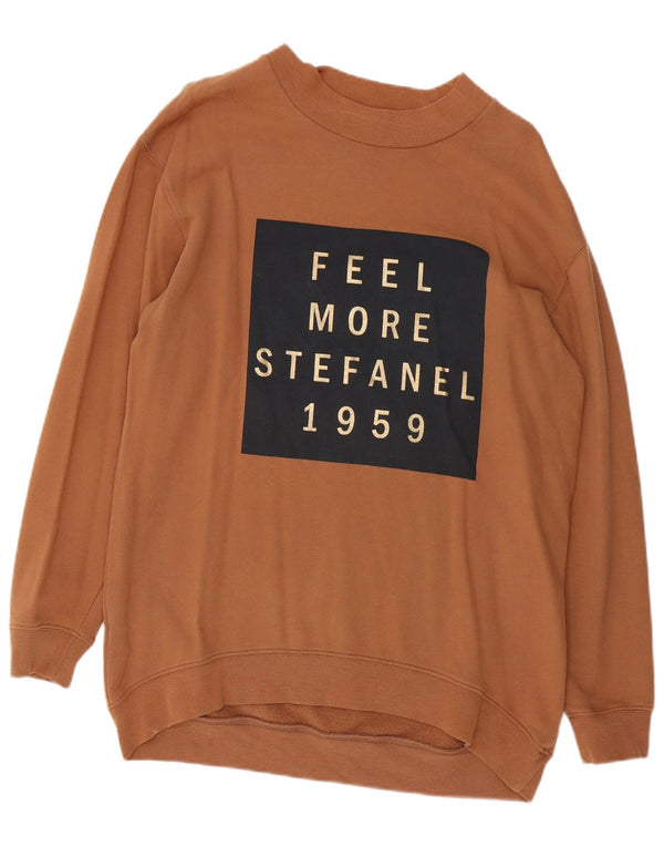 Stefanel Γυναικεία φούτερ με γραφικά Loose Fit Jumper UK 14 Medium Brown