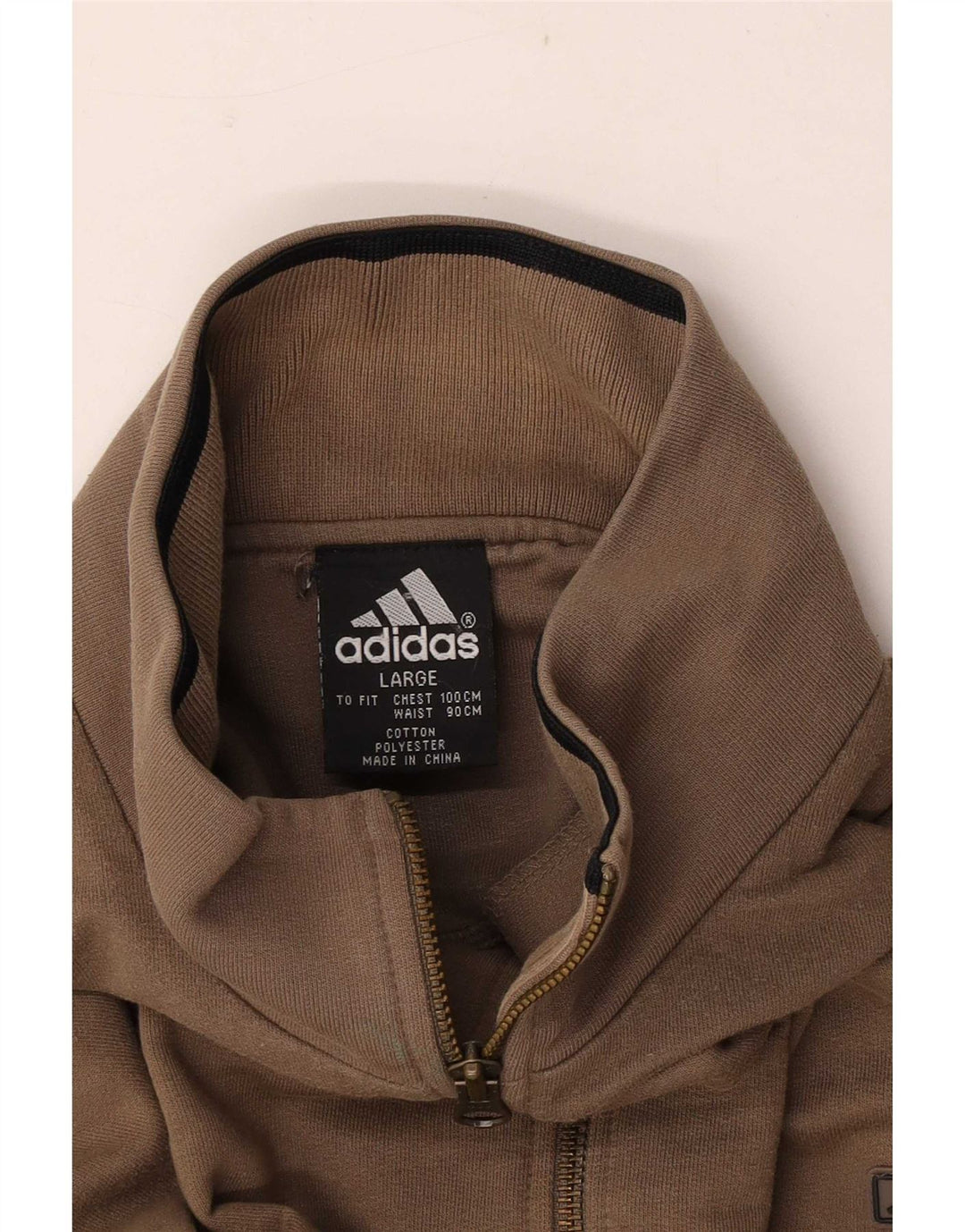 Ανδρικό φούτερ Adidas με φερμουάρ, πουκάμισο μεγάλο καφέ