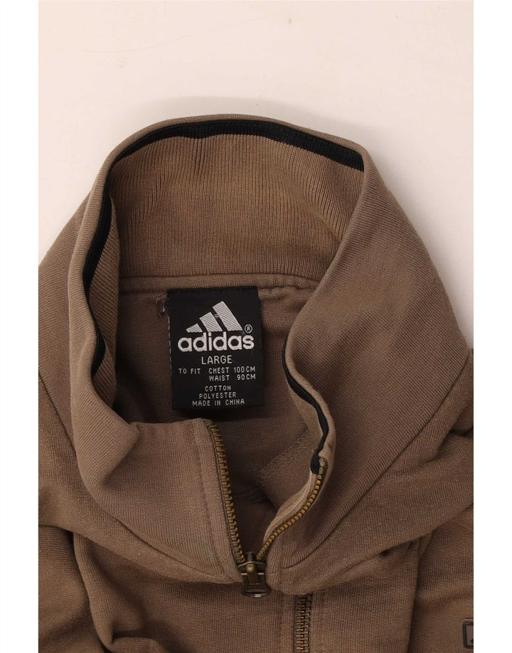 Ανδρικό φούτερ Adidas με φερμουάρ, πουκάμισο μεγάλο καφέ