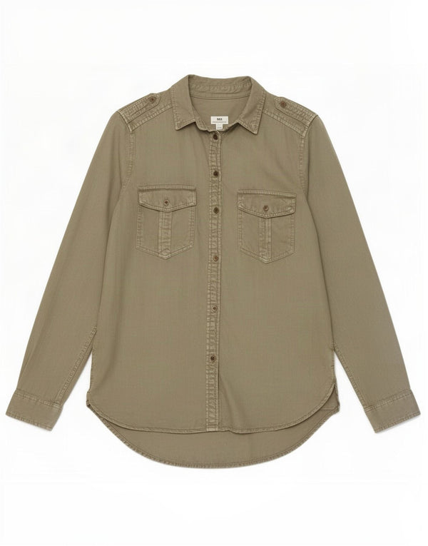 American Eagle Γυναικείο Boyfriend Fit Military Shirt UK 14 Medium Khaki