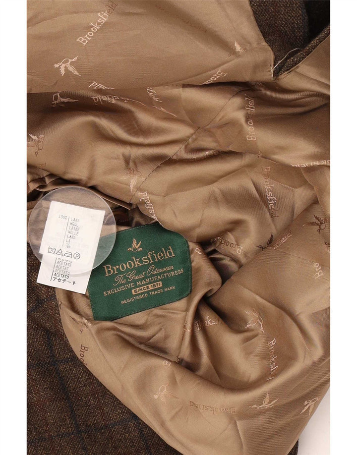 Brooksfield Ανδρικό σακάκι σακάκι με 3 κουμπιά UK 40 Large Brown Check Wool