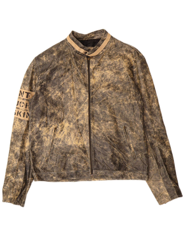 Ανδρικό δερμάτινο τζάκετ Bata Graphic IT 52 XL Γκρι Δερμάτινο