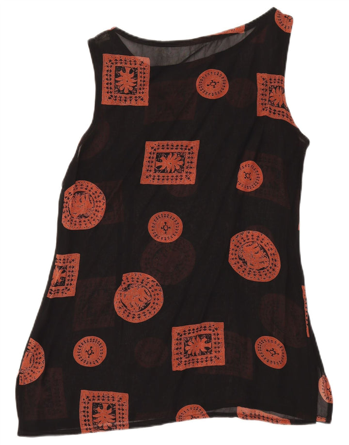 Vintage γυναικείο αμάνικο τοπ UK 12 Medium Black Patchwork