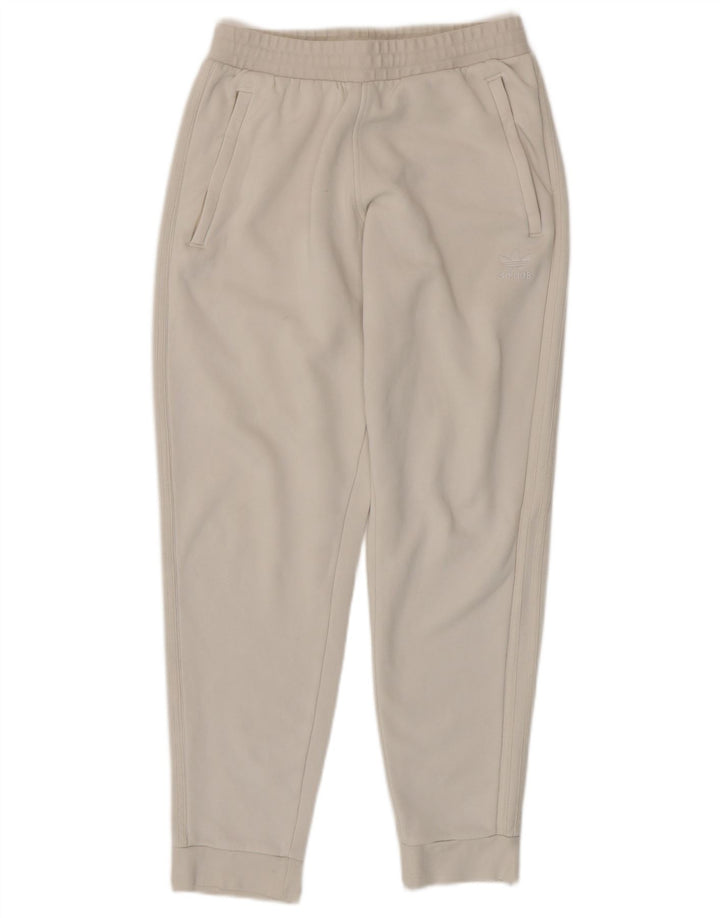 Ανδρική φόρμα ADIDAS Παντελόνι Joggers Βαμβακερό μεσαίο σε ανοιχτό λευκό