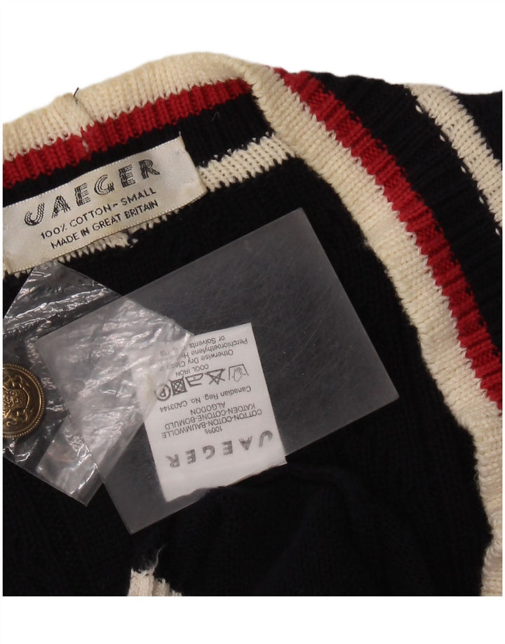 JAEGER Γυναικείο πουλόβερ με ζακέτα UK 10 Small Navy Blue Colourblock