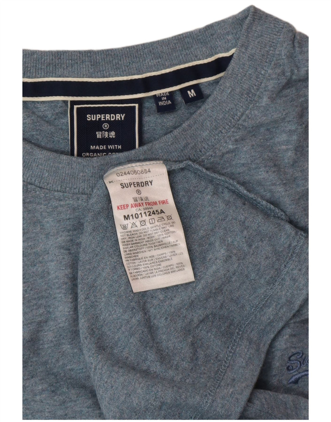 Ανδρικό T-Shirt SUPERDRY Τοπ μεσαίο μπλε βαμβακερό