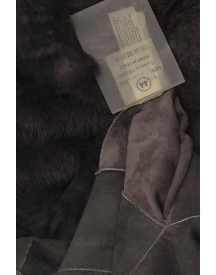 Vintage γυναικείο πανωφόρι με κουκούλα 3/4 μανίκι κουκούλα IT 44 Μεσαίο γκρι