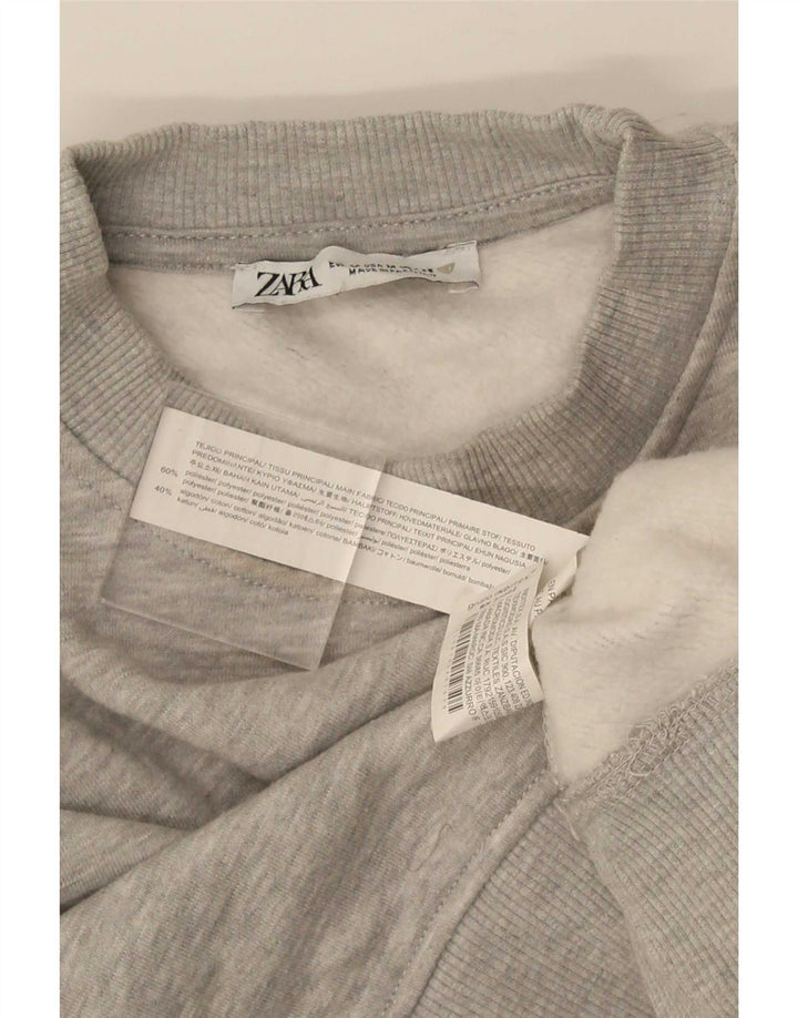 Zara Γυναικεία φούτερ Crop Jumper UK 14 Medium Grey Polyester