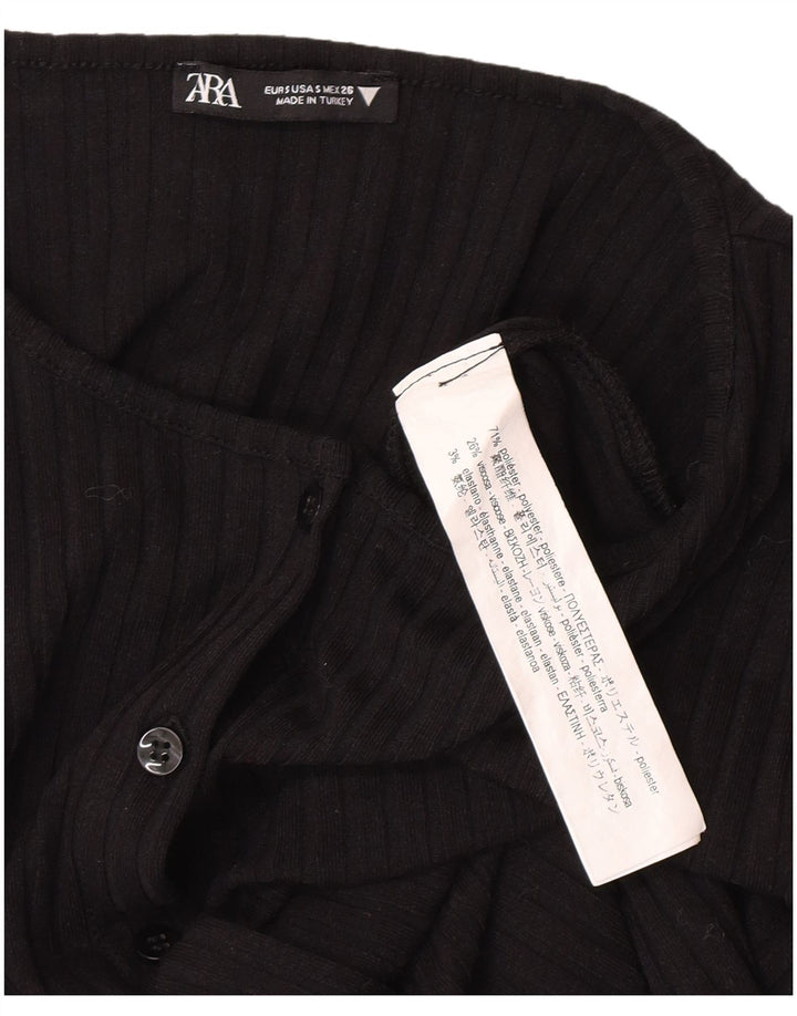 Zara Γυναικεία Ζακέτα Longline UK 8 Small Black Polyester