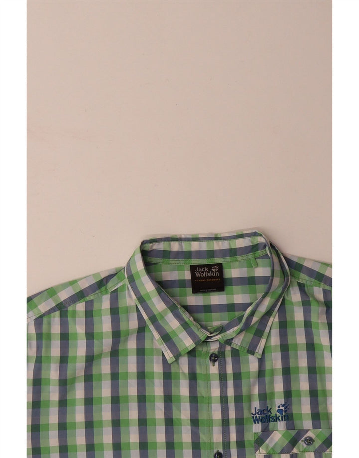 JACK WOLFSKIN Mens Short Sleeve Shirt UK 48 2XL Multicoloured Check