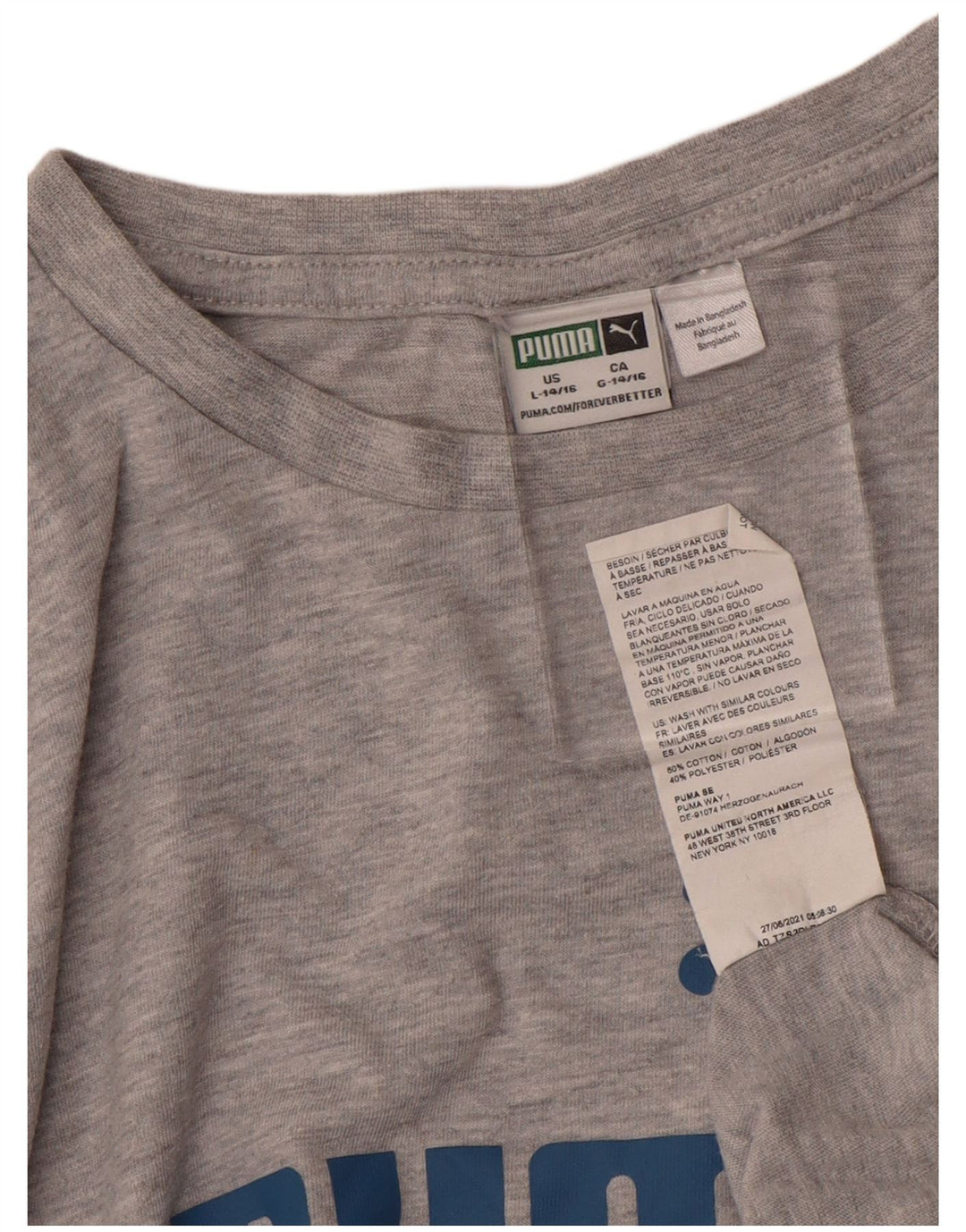 Γραφικό μπλουζάκι PUMA για αγόρια 14-15 ετών μεγάλο γκρι βαμβακερό