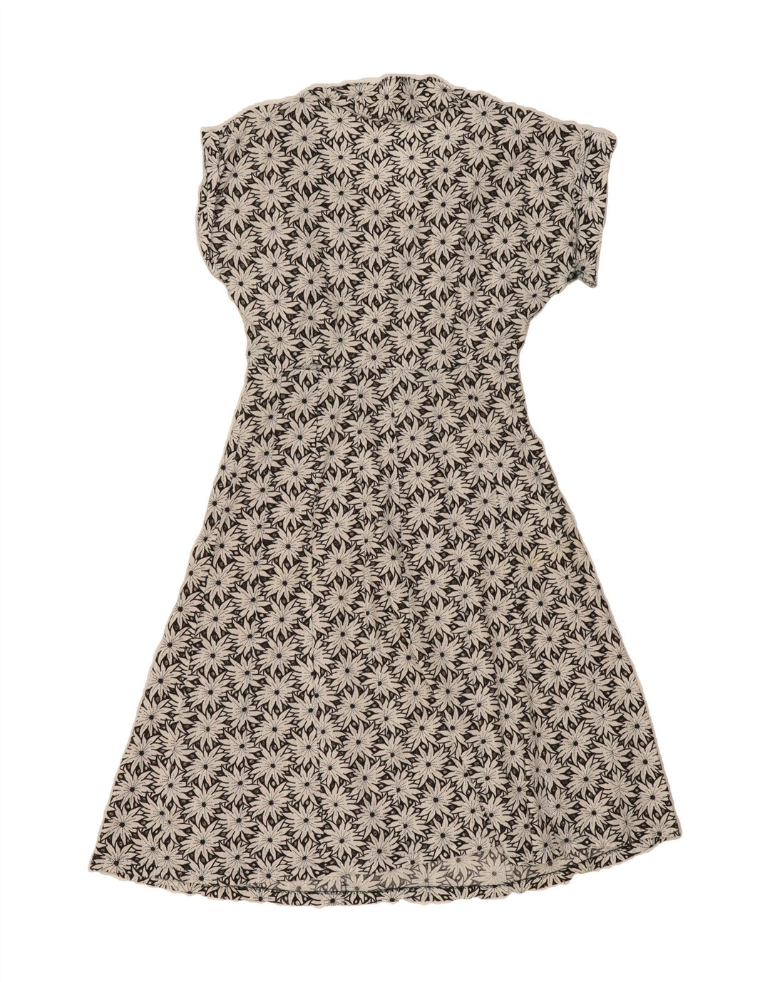 VINTAGE Womens A-Line Dress UK 12 Medium Grey Floral Vintage Vintage and Second-Hand Vintage from Messina Hembry 