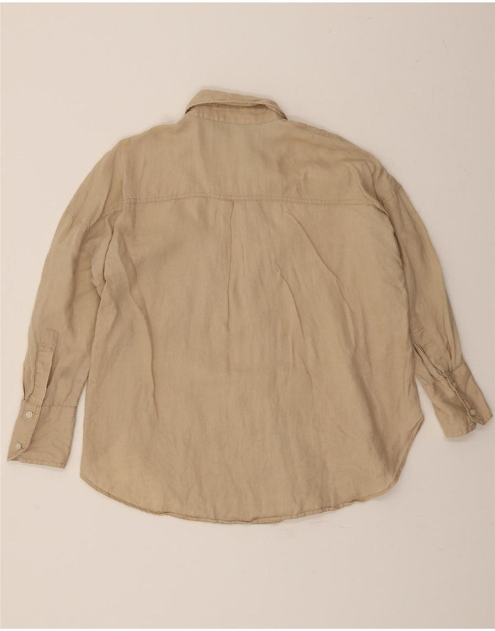 ZARA Womens Oversized Shirt UK 6 XS Beige Vintage Zara and Second-Hand Zara from Messina Hembry 